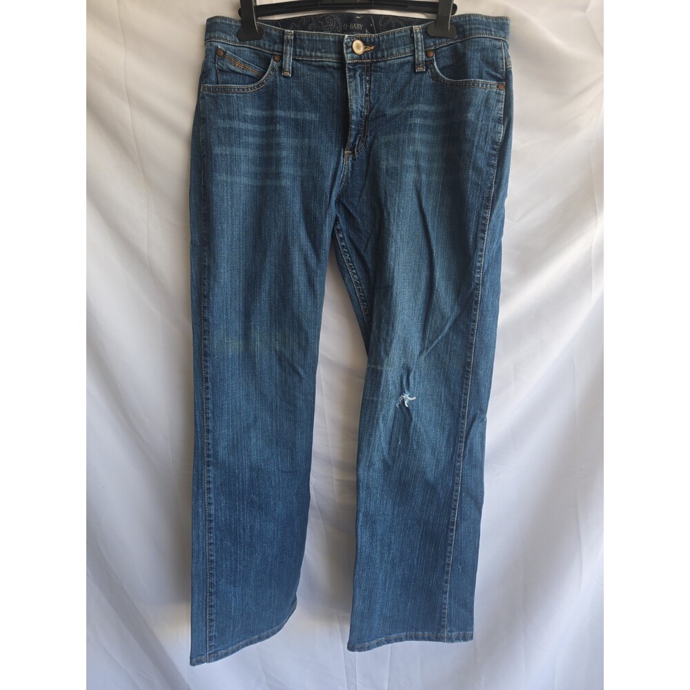 Wrangler Q Baby No Gap Waist Boot Cut Denim Blue Jeans Women's 13/14 X 32